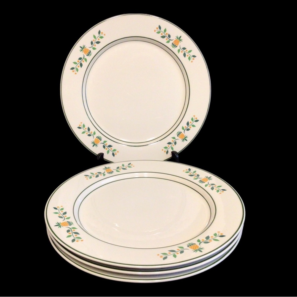 Inter-National Plantation Garden Semi-Porcelain Set of 4 Dinner Plates 10-1/2”